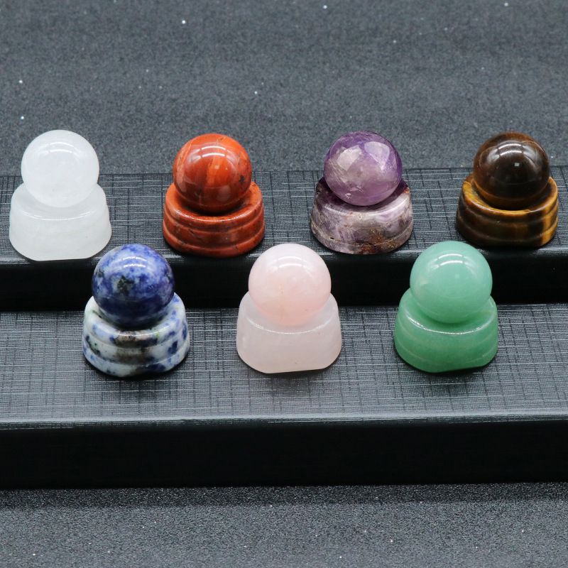 1497-Conjunto de bolas pequenas de 14 peças, base de cristal natural conjunto de bolas de 20 mm, enfeite de chakra colorido para casa