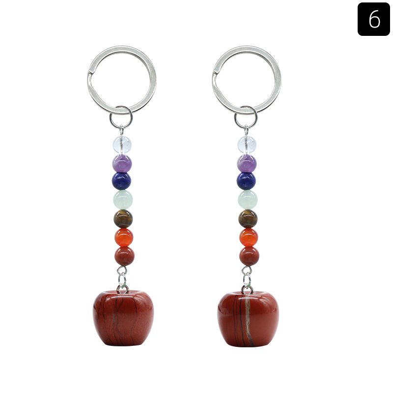 1478-Pequeno Chaveiro de Maçã Cristal Natural Pedra Colorida Pingente De Maçã De 20mm, Decoração De Véspera De Natal