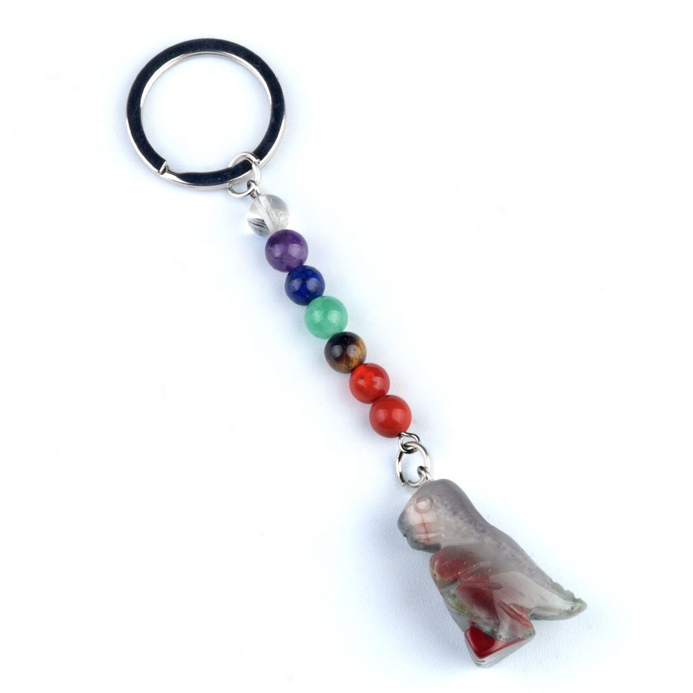 1953 Chaveiro de dinossauro pequeno de pedra de cristal colorido, pingente de jóias de chakra, pingente de chaveiro de animal pequeno