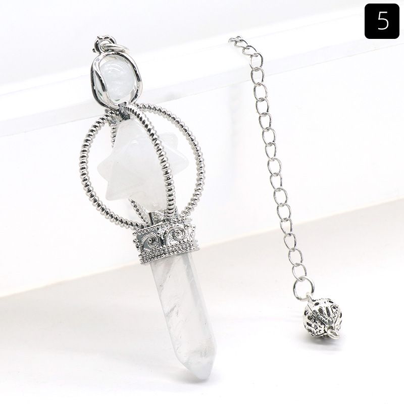 1490-Pó branco natural ametista Kabbah estrela cetro pêndulo, Kabbah mel grande satélite hexagonal pilar pingente de cristal