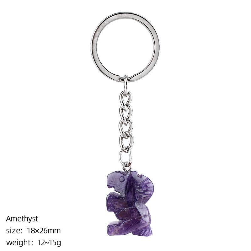 Pônei de cristal natural chaveiro criativo DIY saco acessórios de carro gravado ágata cabeça cavalo pingente