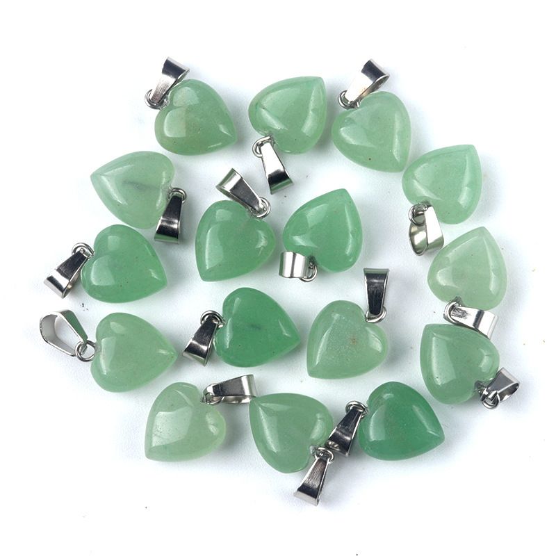 1676-13Mm pingente de amor, pingente de amor de pedra de cristal de ágata natural DIY colar em forma de coração acessórios de jóias