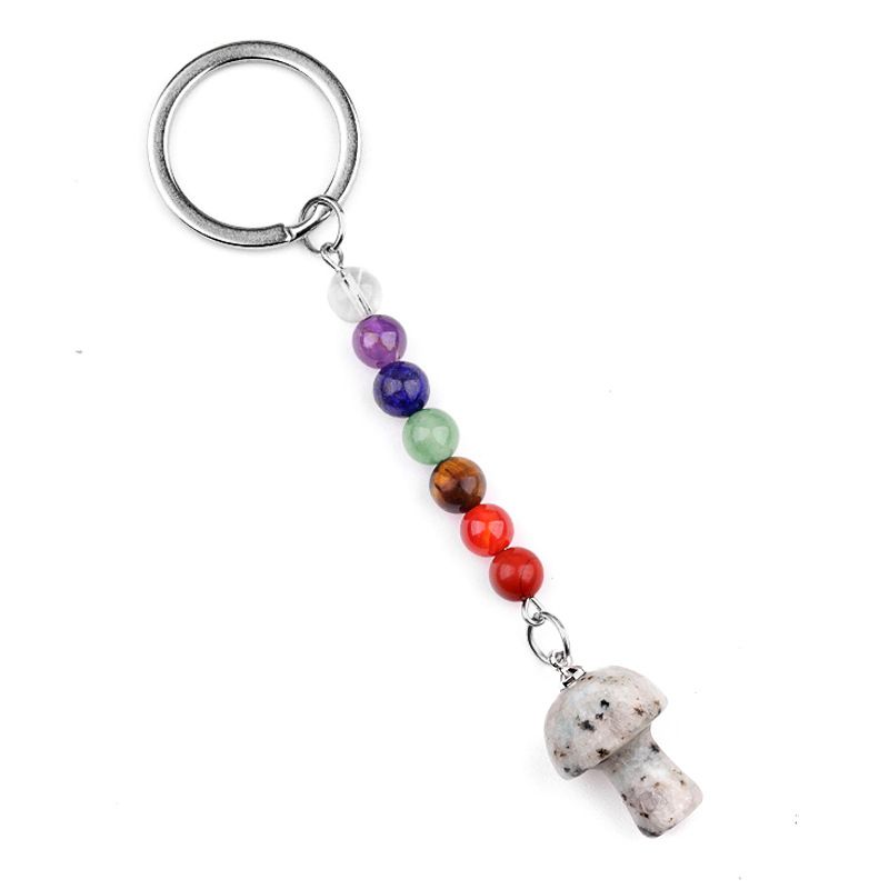 1469-Chave pingente de cristal natural colorido pedra 2cm cogumelo chaveiro saco acessórios presente atacado