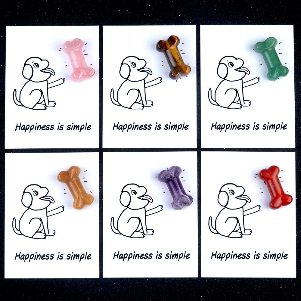 1803-Card Series Natural Crystal Agate 35mm Dog Bone Creative Fun Card Descrição do Produto: