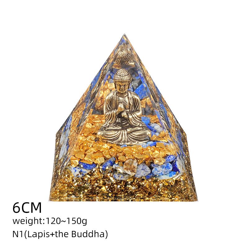 6Cm cristal bola pirâmide ornamento de mesa Chakra Yoga Meditação Resina Yoga Meditação Resina Epóxi