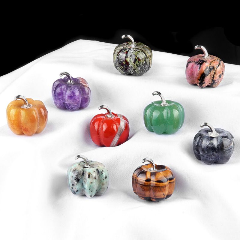 1445-30Mm abóbora, pedra de cristal natural Halloween abóbora de ação de graças ornamento de mesa