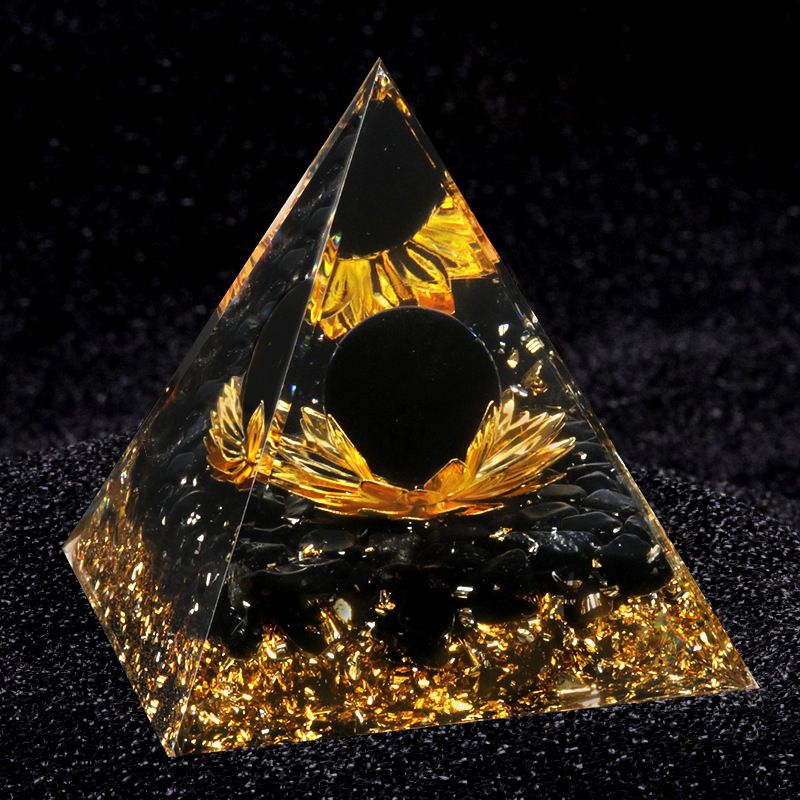 Nova pirâmide de 5cm bola de lótus cascalho cola pirâmide artesanato ornamento