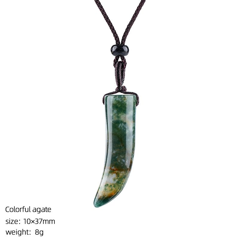 Colar de chili semiprecioso ajustável com chili de chili com chifre de cristal de cristal natural com chifre vintage unissexo