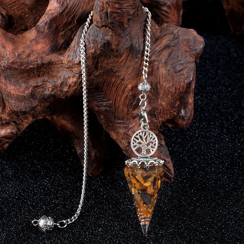 Nova Liga Árvore da Vida Pingente De Resina Pingente De Cristal Meditação Pêndulo De Corrente De Cinto Epóxi Vintage