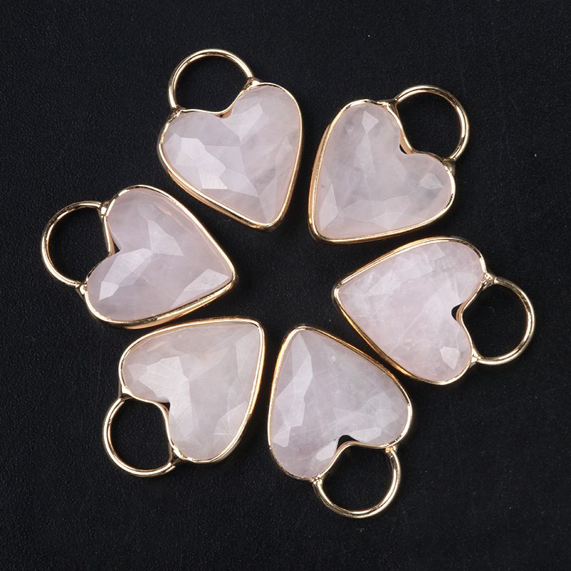 1729-18Mm pingente de bainha de amor de ametista, pingente de coração de pêssego de cristal natural colar de clavícula em forma de coração DIY