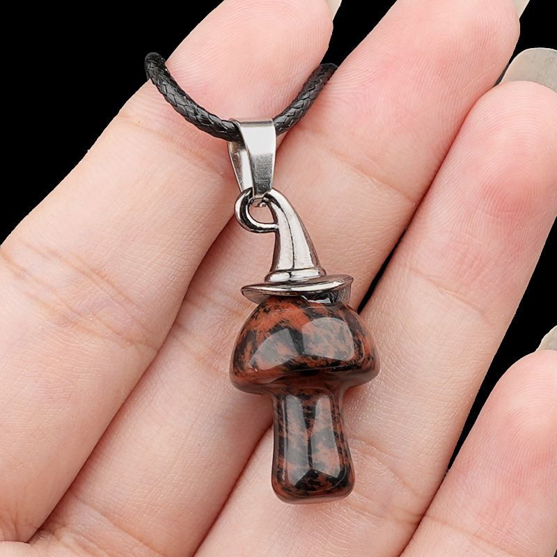 2351 Presente de Natal chapéu de bruxa ágata cogumelo colar cristal natural cogumelo forma pingente vintage jóias