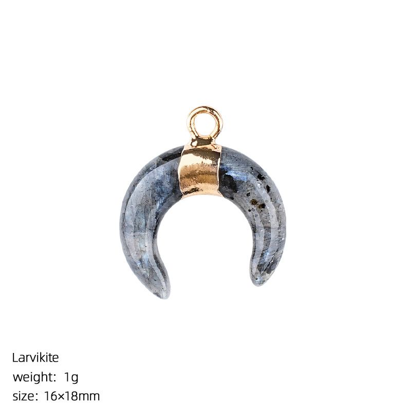 1440 Pingente de lua de cristal natural artesanal pulseira colar brincos dourados único pendurado tipo C chifre de pedra natural