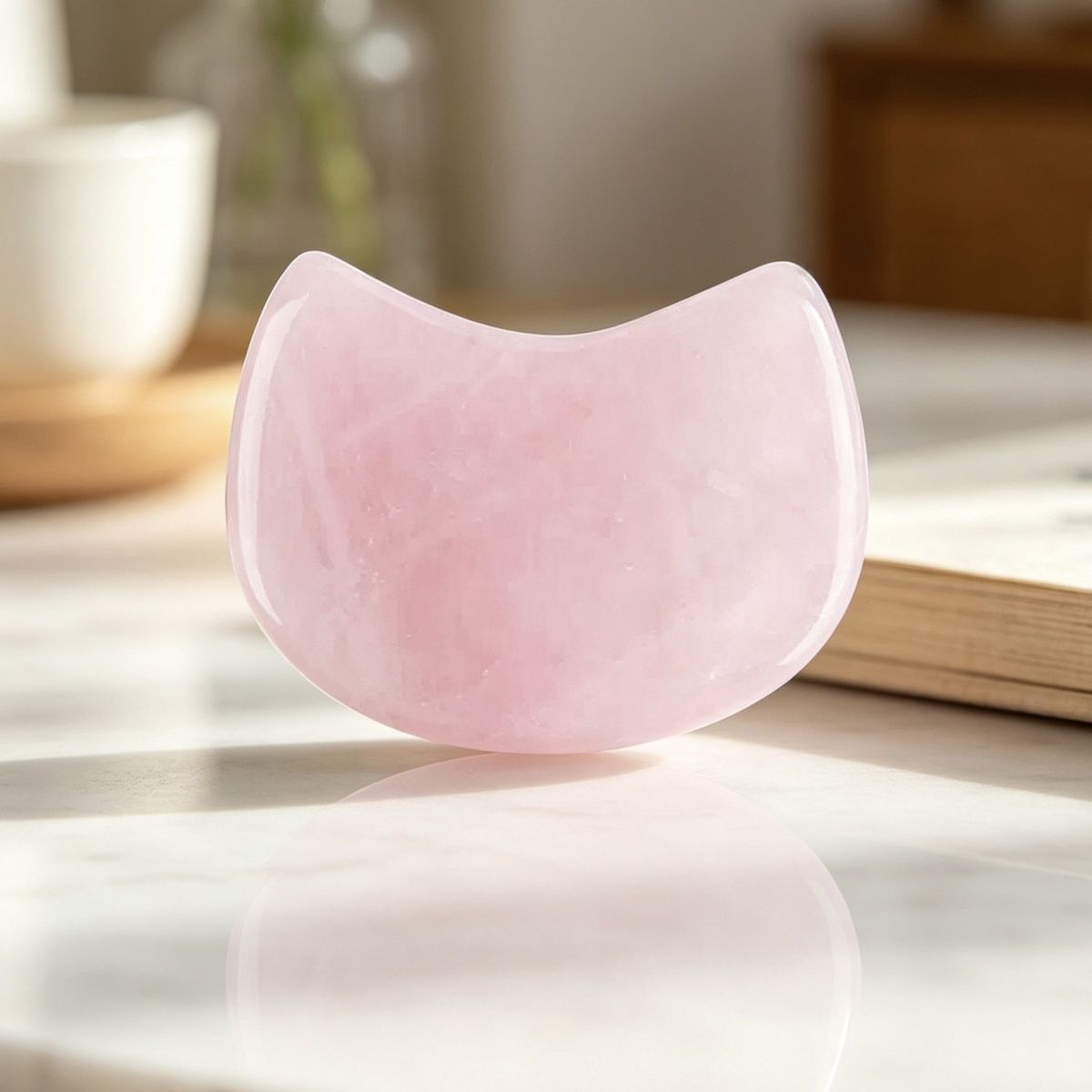 60Mm cabeça de gato pó natural ornamento de cristal facial elevador massageador crescente gatinho cristal rosa produtos de beleza