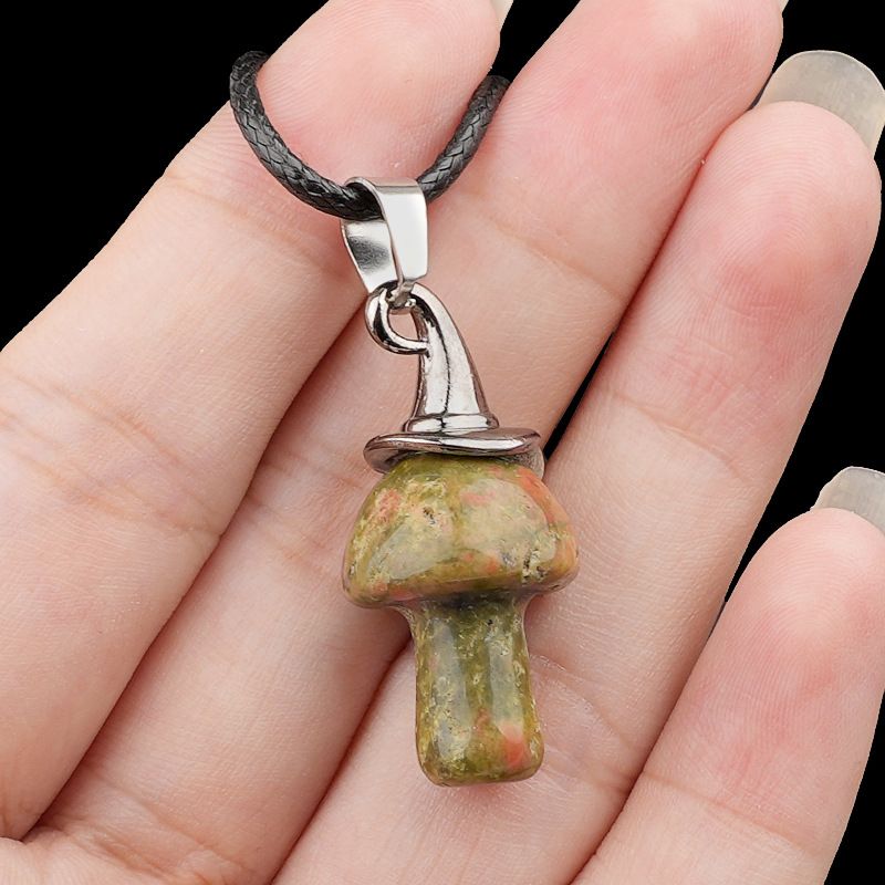 2351 Presente de Natal chapéu de bruxa ágata cogumelo colar cristal natural cogumelo forma pingente vintage jóias