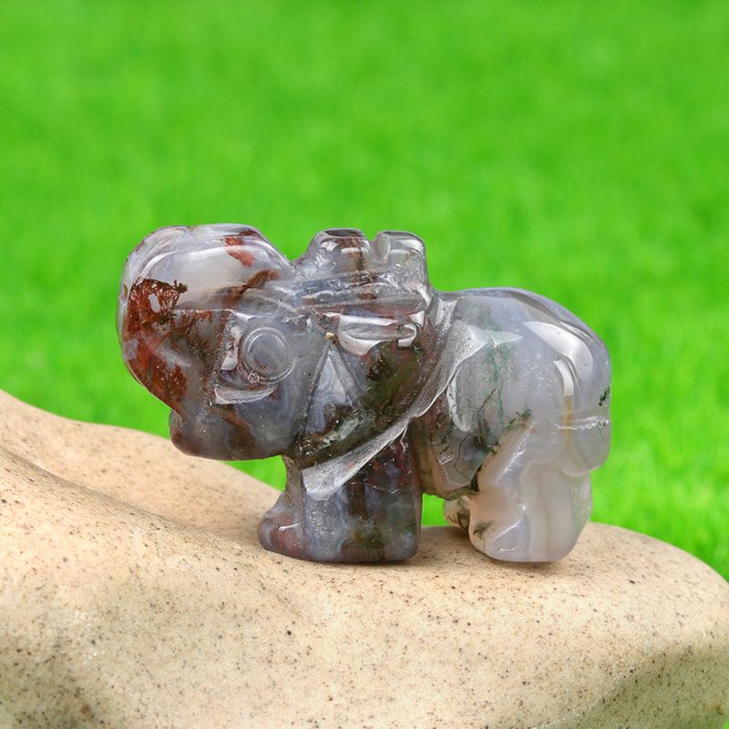 1 polegada escultura animal elefante, pó natural cristal ágata jade escultura animal elefante artesanato ornamento transfronteiriço