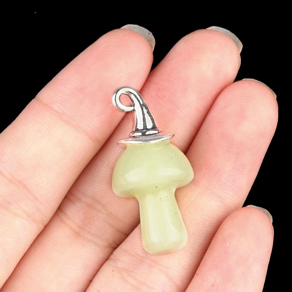 1963-Ágata de cristal natural pedra semipreciosa ametista mágica chapéu de Natal cogumelo pingente acessórios de jóias DIY