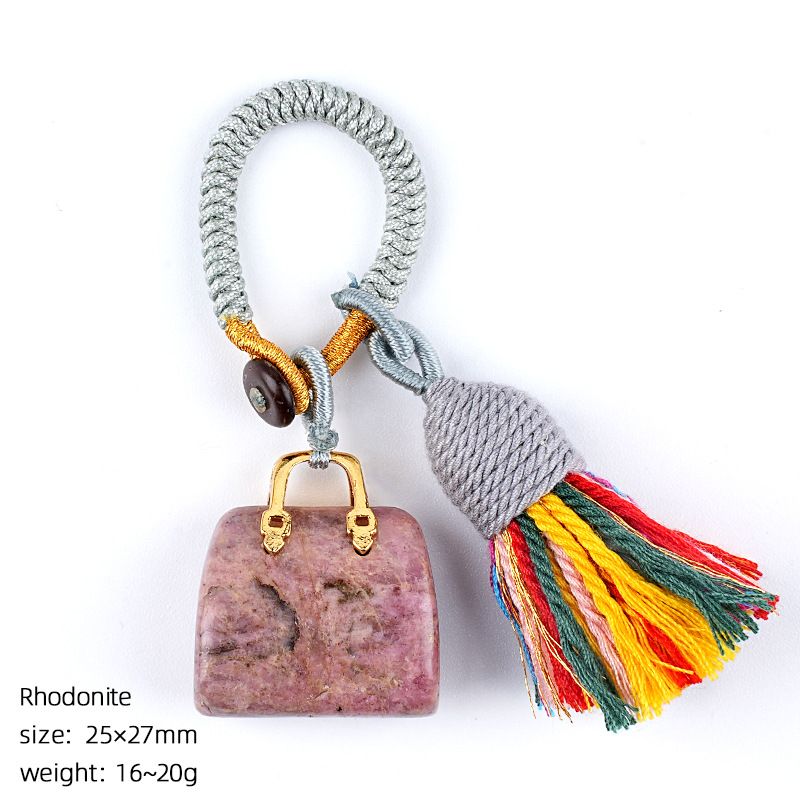 2485 Pedra natural semi-preciosa saco chaveiro criativo mão-tecido carro roupas acessórios cristal ágata pingente