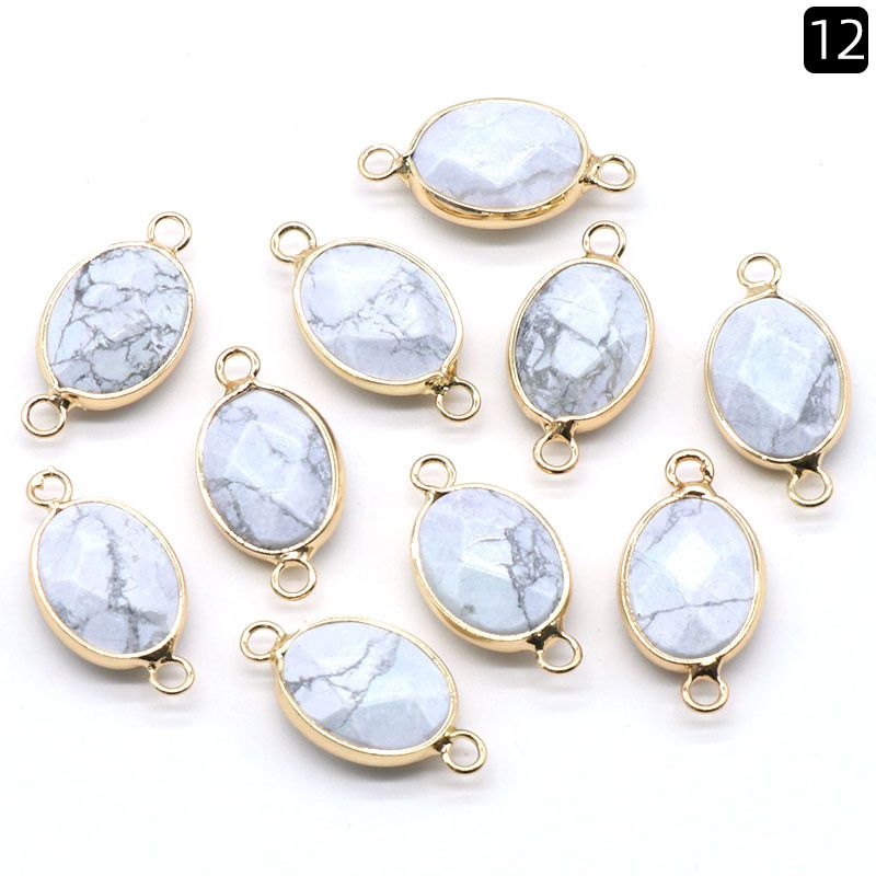 1379-Pingente de seção de bainha oval de ágata de cristal natural colar colar de furo duplo acessórios pulseira módulo