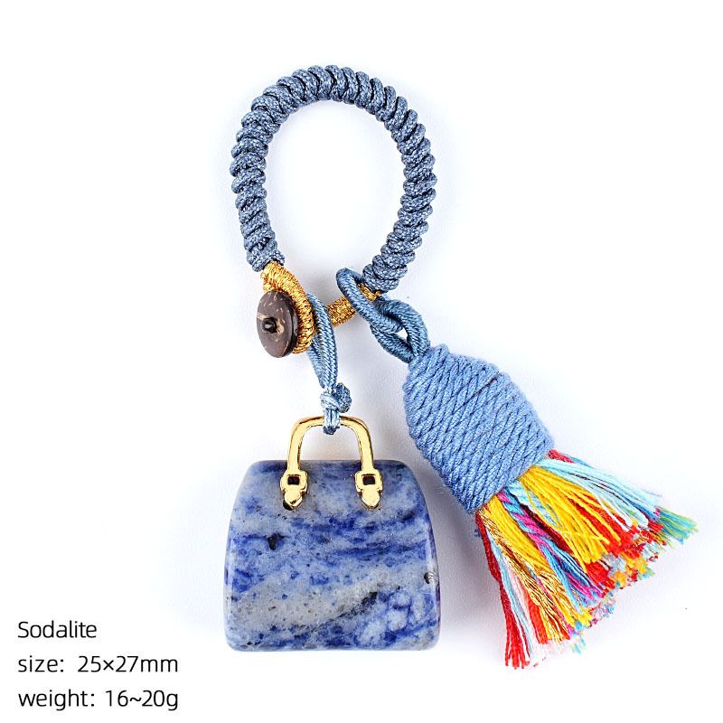 2485 Pedra natural semi-preciosa saco chaveiro criativo mão-tecido carro roupas acessórios cristal ágata pingente
