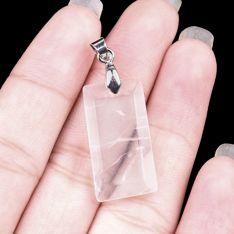 2114-Natural ametista jade corte retangular fivela de cobre pingente colar DIY pingente acessórios de jóias