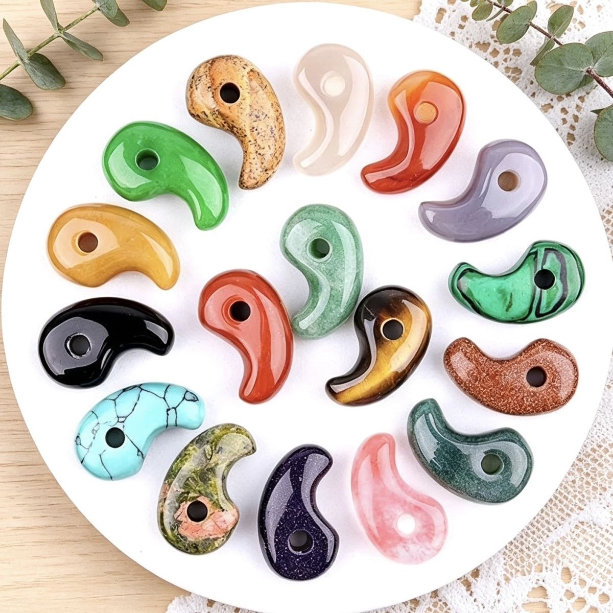 175-Cristal ágata yin e yang gancho jade pingente grande tengu Inuyasha animação pulseira periférica colar acessórios