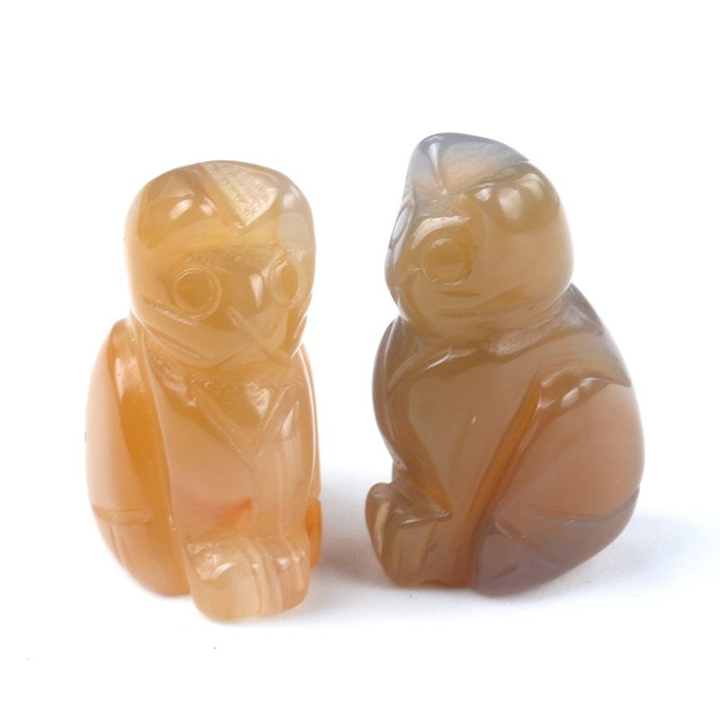 1659-1 polegada de gatinho esculpido em cristal natural de ágata semipreciosa escultura de animais em pé com mini decoração