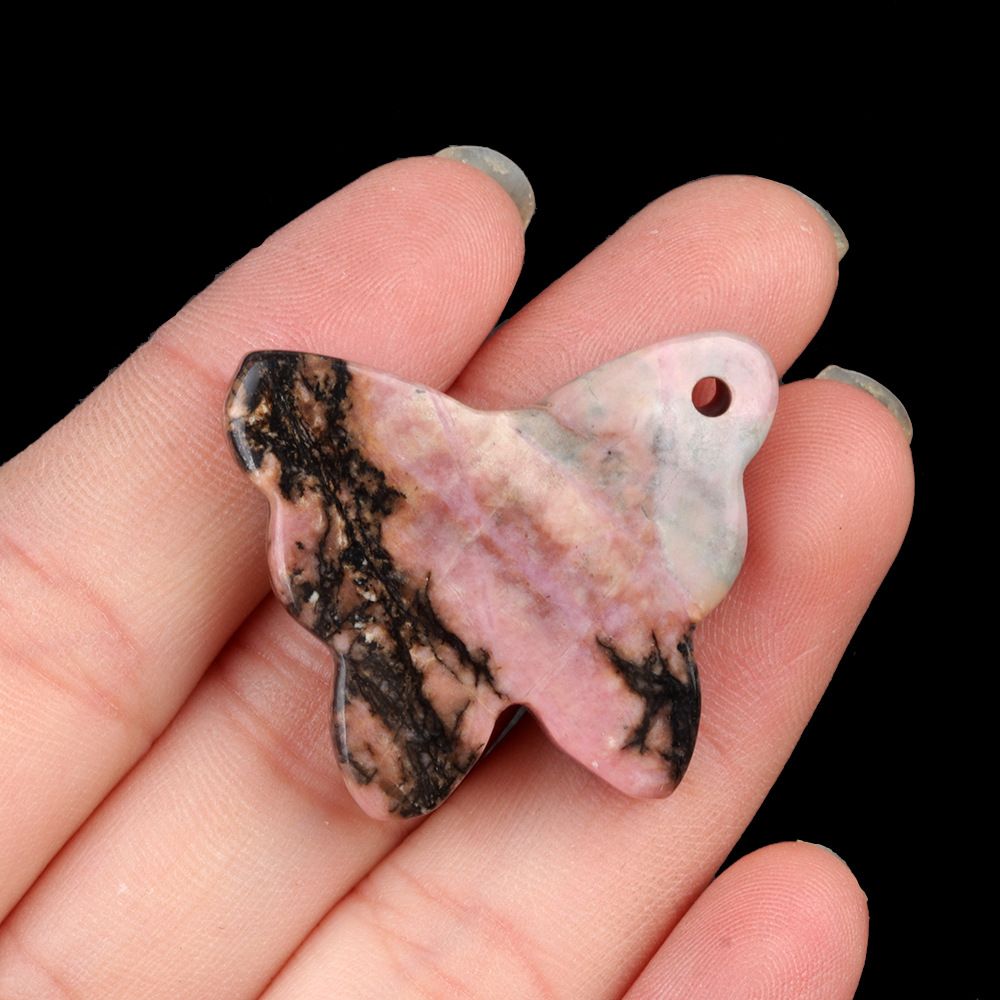 1791 - 30 × 35 mm grande pingente de borboleta, pedra de ágata de cristal natural, enfeite de mesa de borboleta esculpida