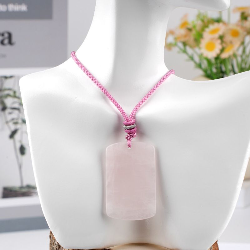 Pingente de marca retangular de jade de cristal natural seguro colar de jóias estilo chinês local cênico atacado