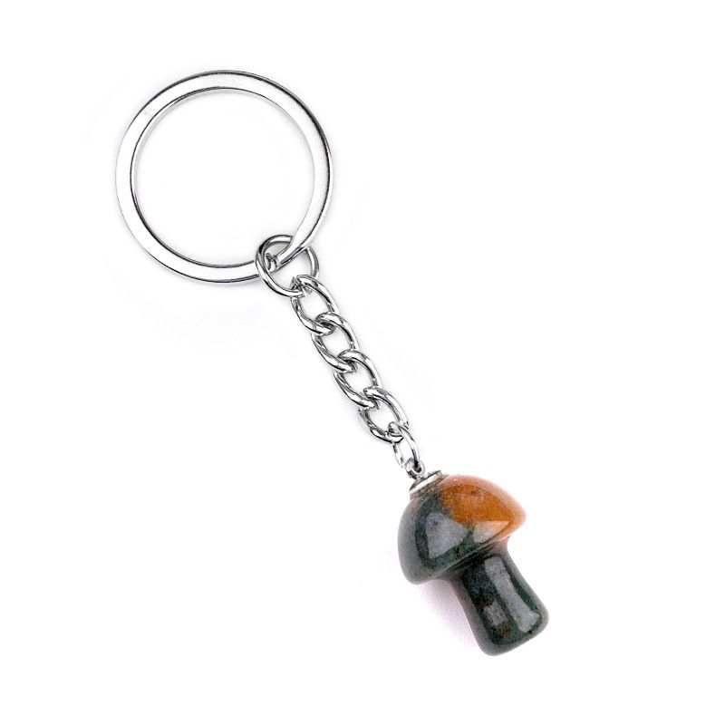 1324-Pedra de cristal natural de ágata 2cm pequeno cogumelo chaveiro pingente bonito saco de jóias pingente pequeno presente