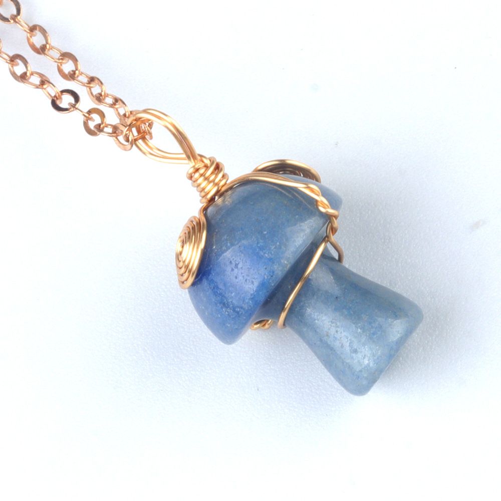 1507-Pedra de cristal natural 20mm pequeno cogumelo enrolamento pingente DIY pingente