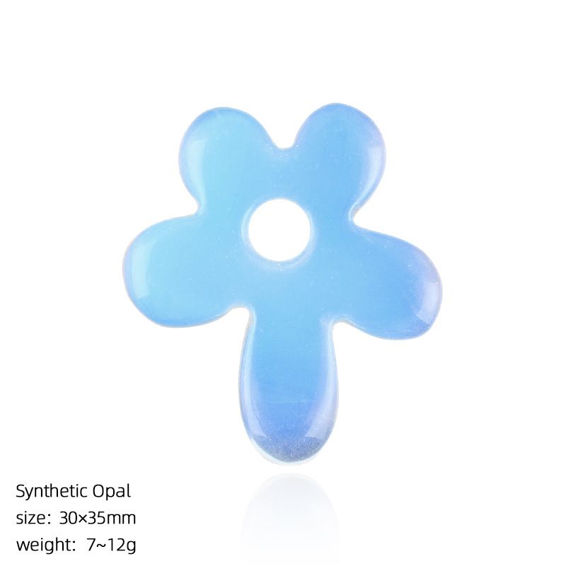 Pingente de flor de cinco pétalas de pedra natural colar artesanal antigo corrente de suéter decorativo em forma de flor pétalas de cristal natural