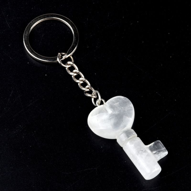 1569 - Chaveiro de Coração de Cristal Natural Chaveiro de Coração Pingente de Fechadura em Forma de Coração DIY Acessório Criativo de Pingente