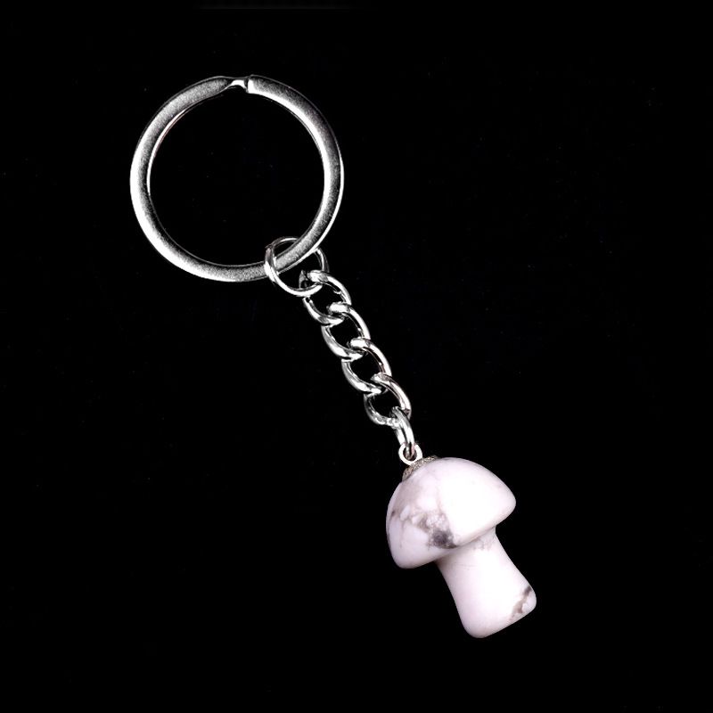 1324-Pedra de cristal natural de ágata 2cm pequeno cogumelo chaveiro pingente bonito saco de jóias pingente pequeno presente