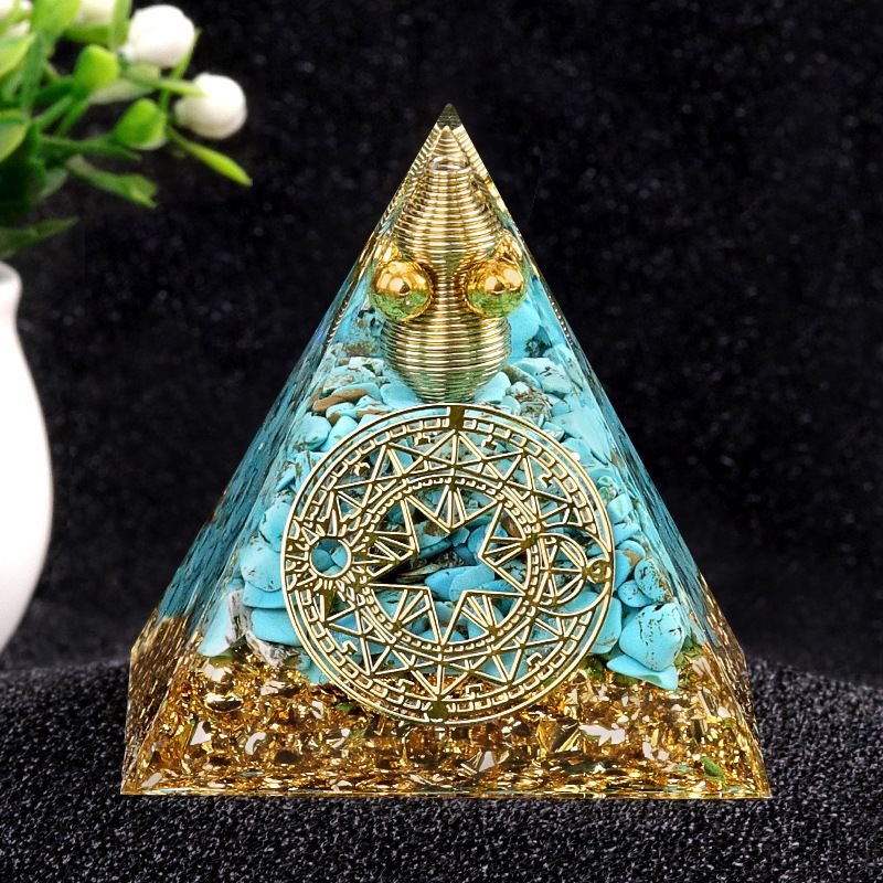 Série 2115-Q Pirâmide de cascalho de cristal de 6cm, ornamento doméstico de artesanato de resina epóxi
