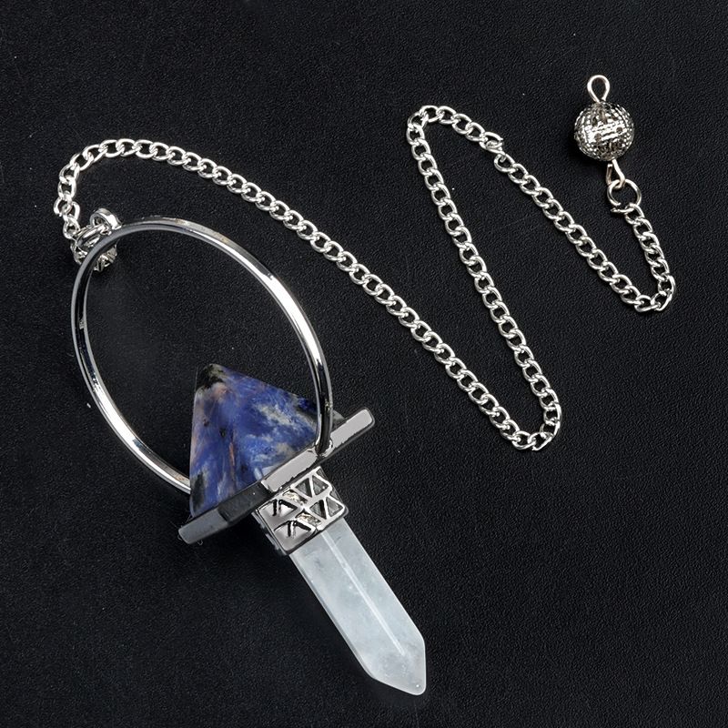 1925-Pingente de pêndulo hexagonal de pilar de cristal branco, pingente de pêndulo amplificador
