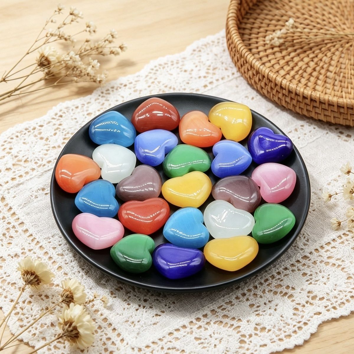 1258-Opala coração grande 30mm enfeite de pedra solto em forma de coração colorido pêssego alça de mão de doce DIY cor de jóias