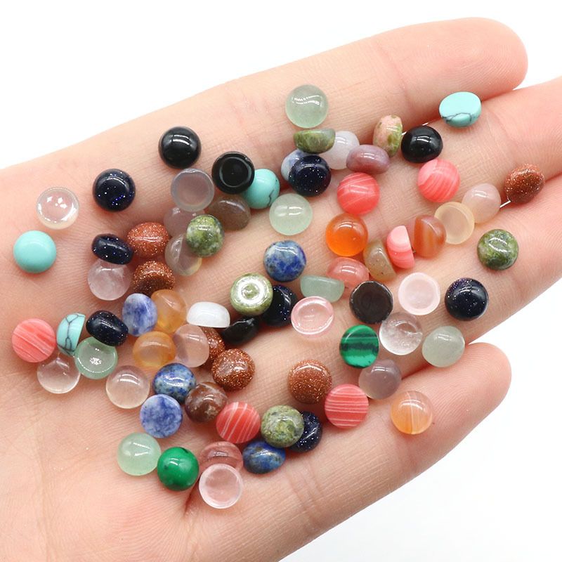 Superfície de anel redonda de 1246-6Mm, superfície de cristal natural única curva redonda geométrica DIY jóias incrustadas com acessórios de pedra solta