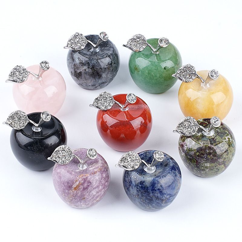 30Mm de cristal natural ornamento de maçã grande transfronteiriço Home Desktop Crafts Véspera de Natal Jade Apple