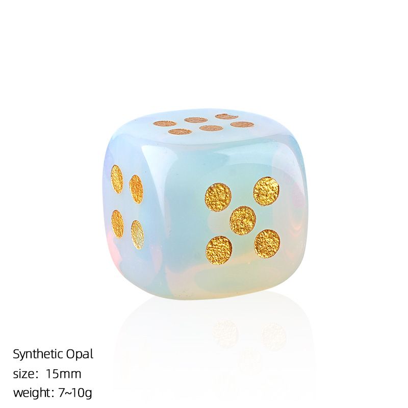 Dados de cristal natural transfronteiriço casual jogo de tabuleiro ágata jade escultura cantos arredondados 15mm pontos dados de pedra semipreciosa