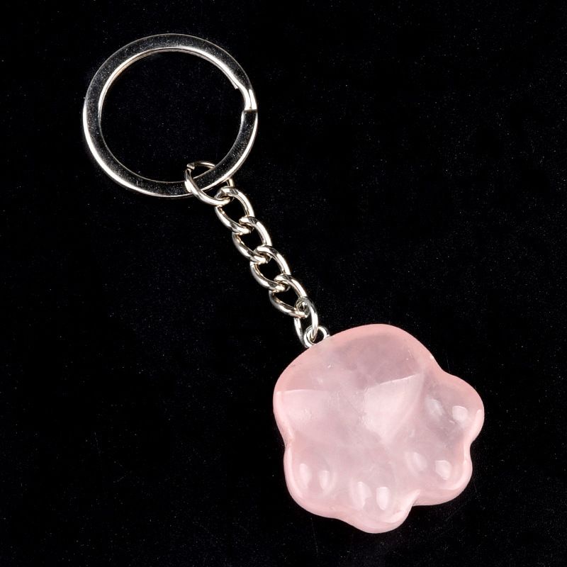 1976-Natural cristal ágata pedra 30mm gato pata chaveiro chaveiro saco de escola pingente presente casal