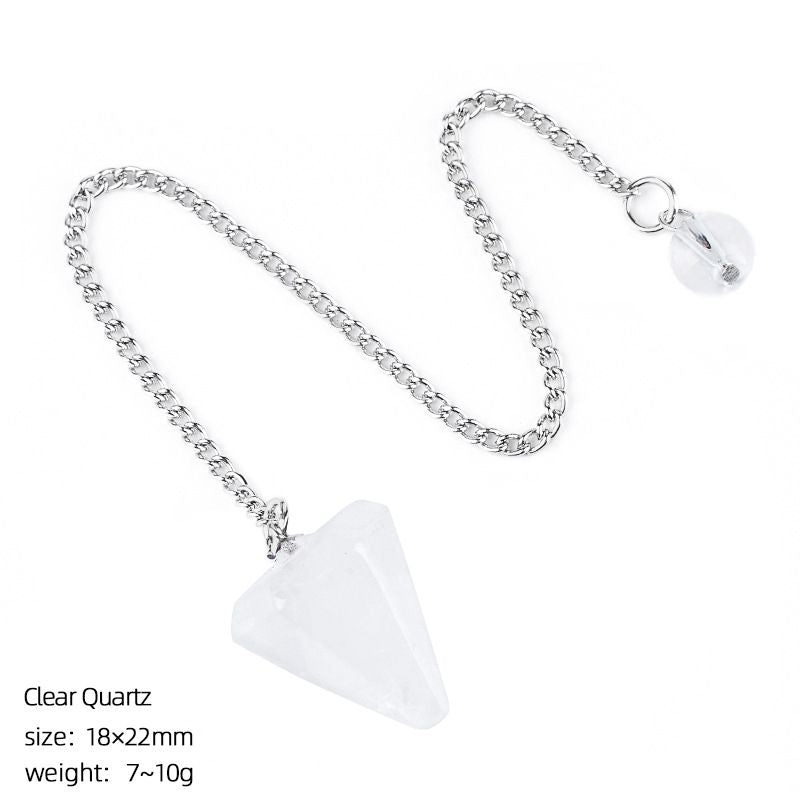 Pingente de cristal natural Coluna hexagonal gravada em pedra natural Acessórios de ioga Frequência ajustável pêndulo de ametista
