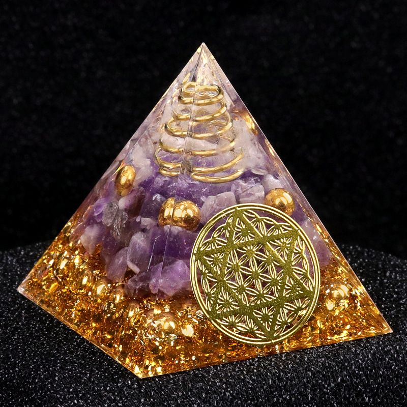2162-Ágata de cristal 5cm de cascalho pirâmide Resina epóxi escritório doméstico ornamento de mesa artesanato