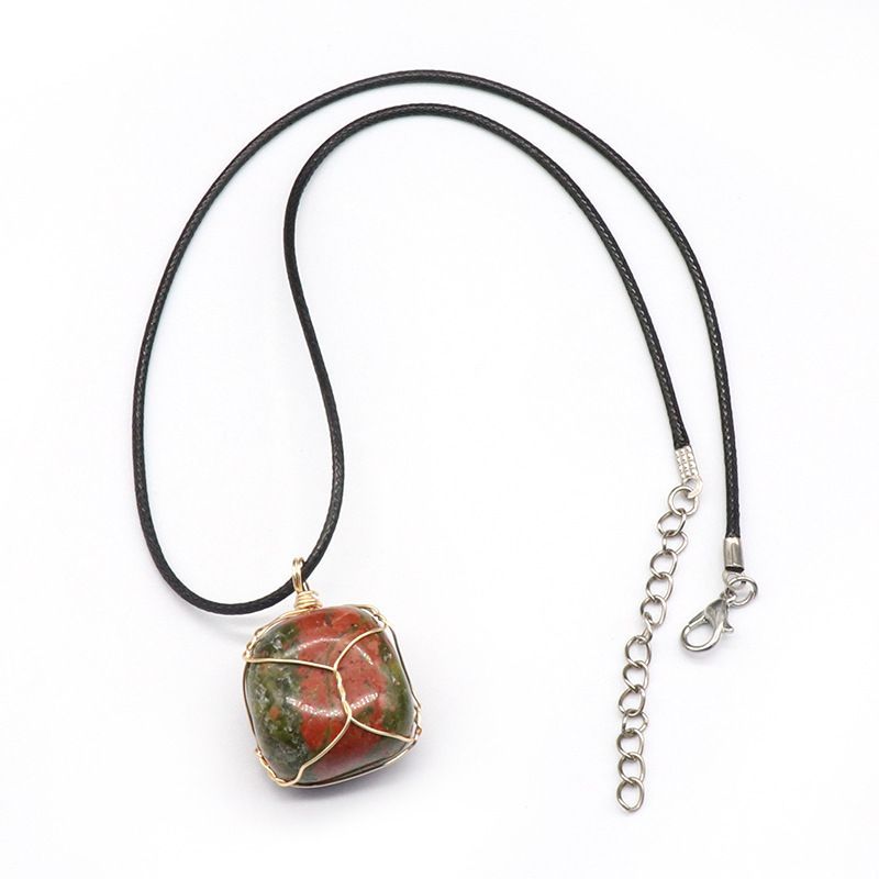 1192-Pingente irregular de enrolamento natural, jade de ágata cristal, acessórios de colar de ametista Dongling verde