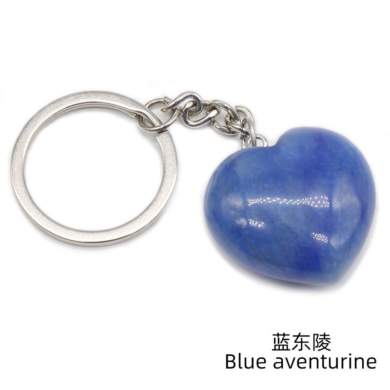 Pedra de ágata de cristal natural 30mm chaveiro do amor, pingente em forma de coração DIY caixa de presente acessórios de jóias