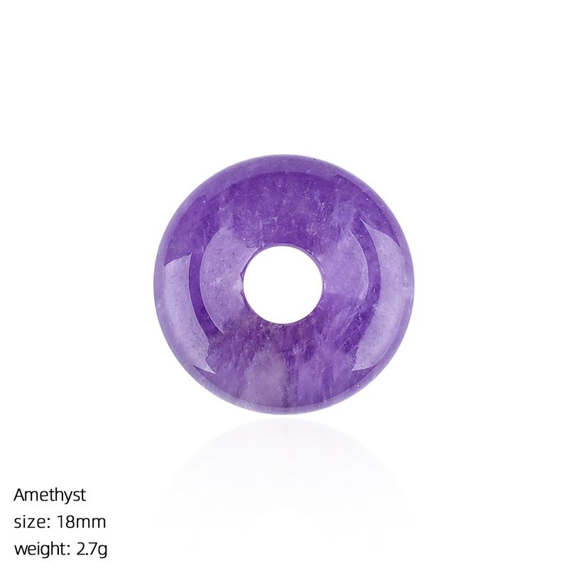 18Mm fivela de segurança de pedra natural pingente grande buraco redondo ágata nostálgico acessórios de jóias de cristal ametista fivela de segurança