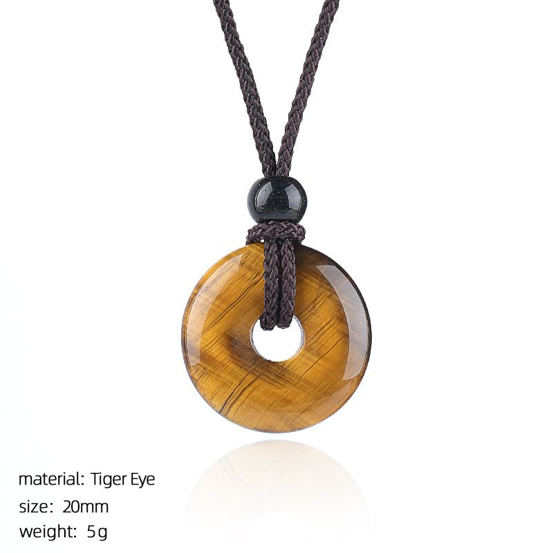Colar de fivela de segurança de ágata de cristal 20Mm Nova pedra natural chinesa gravada em volta de ágata pingente de fivela de segurança nostálgica