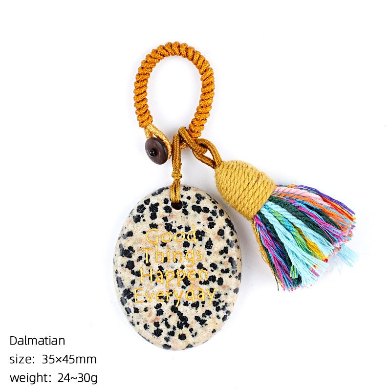 Chaveiro de pedra natural de palma de pedra DIY saco de corda trançada acessórios de carro pingente de pedra mindfulness cristal natural