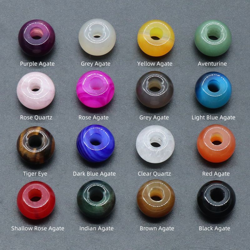1331-12X18 _ grande furo ábaco 6mm grande furo de cristal natural ágata grande furo contas DIY corda trançada material de corda de mão