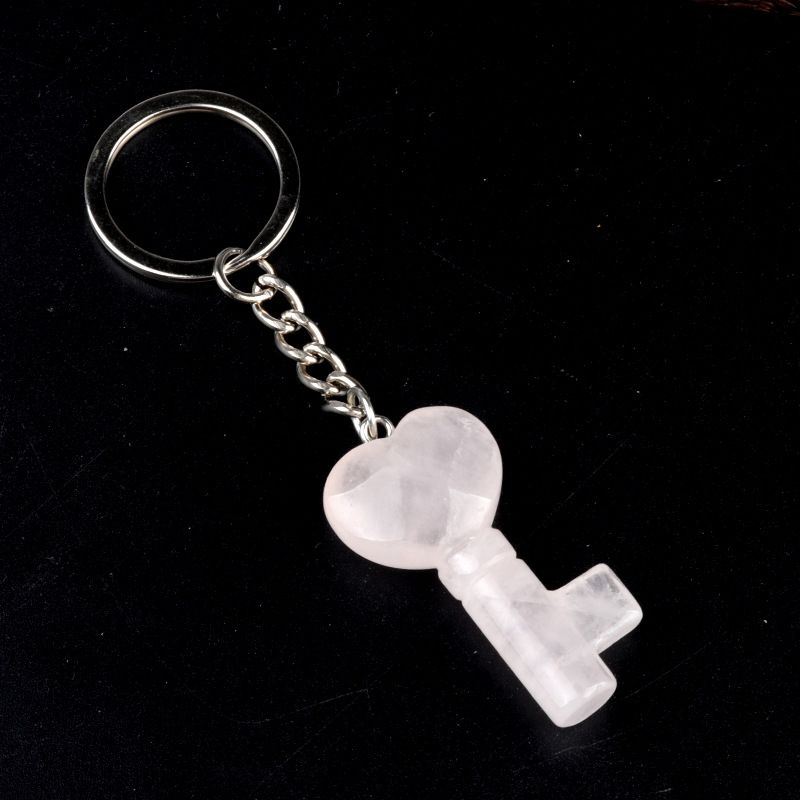 1569 - Chaveiro de Coração de Cristal Natural Chaveiro de Coração Pingente de Fechadura em Forma de Coração DIY Acessório Criativo de Pingente
