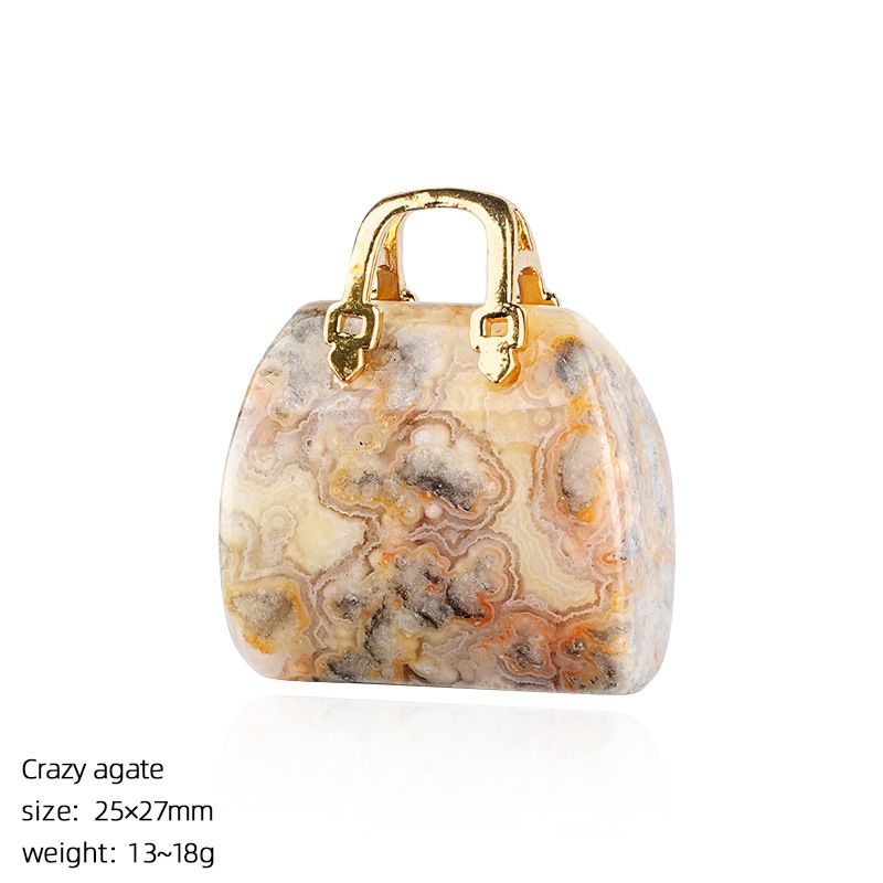 Pingente de saco de ágata de jade natural transfronteiriço paisagismo criativo colar DIY gravura cristal mini bolsa ornamento